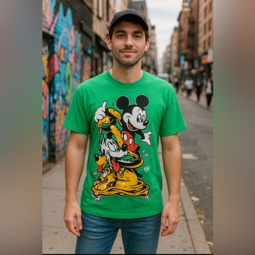 💚RARE Bloc28 By Disney/Artist  Series a collab w/artist Josh Sutterby green tee